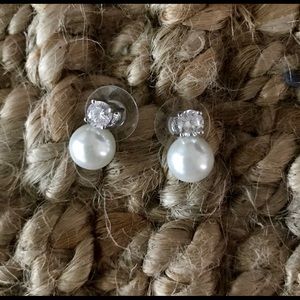 Pearl studs with diamond accent